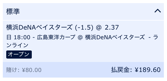 横浜DeNAベイスターズが2点差以上で勝利すると予想・対広島カープ・勝祭2019