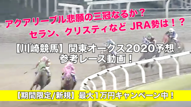 【川崎競馬】関東オークス2020予想&参考レース動画！アクアリーブル三冠なるか？