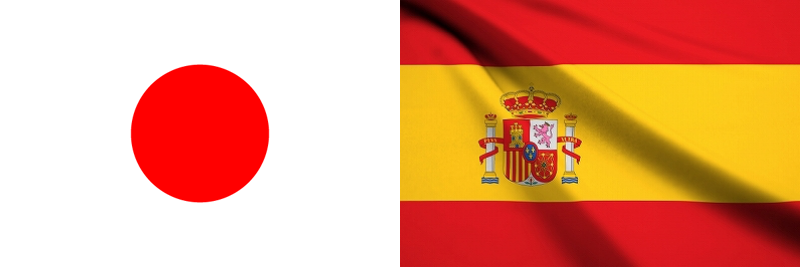 日本とスペインの国旗