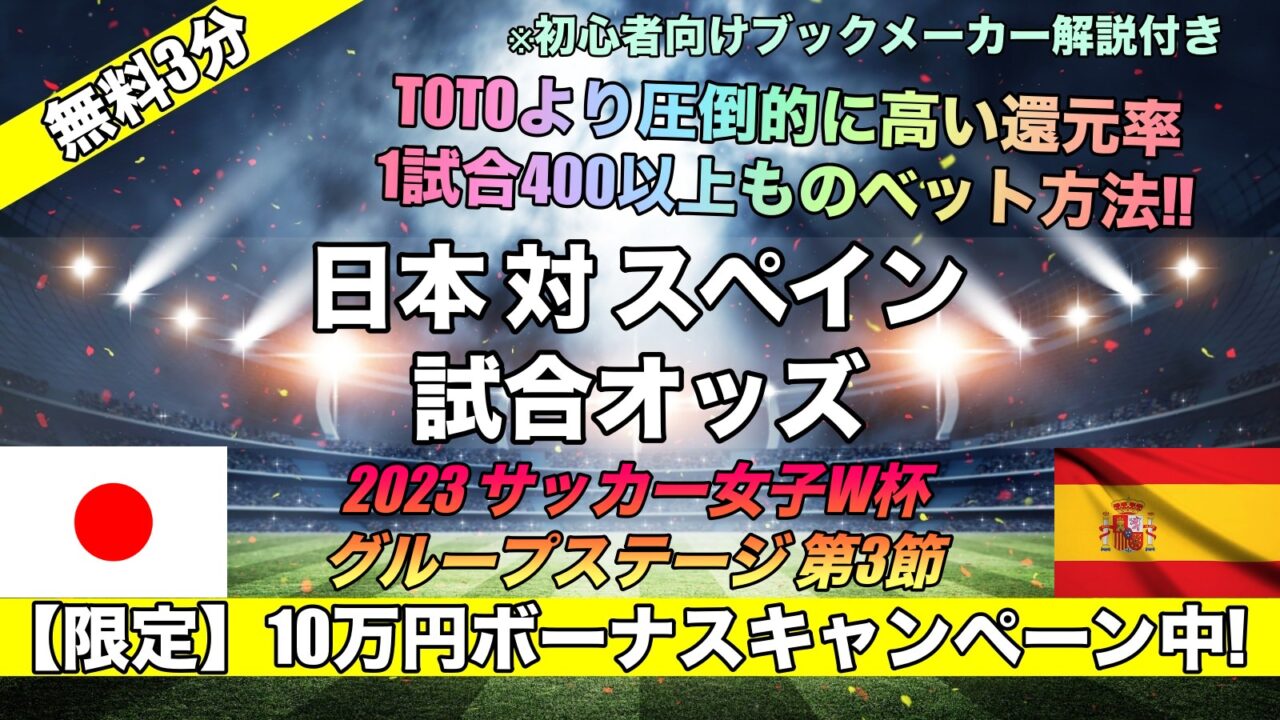 2023サッカー女子W杯日本代表対コスタリカ 試合勝敗予想オッズ 海外TOTO評価は！？なでしこジャパン3戦目