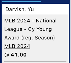 ダルビッシュ有MLB2024年サイヤング賞オッズブックメーカー